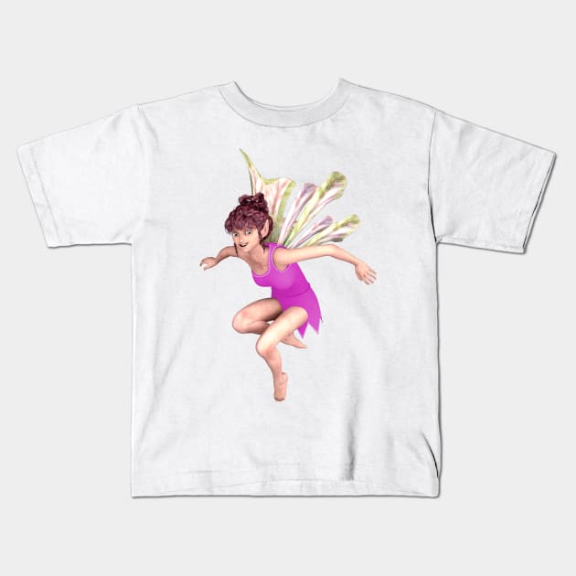 Let's Play elf fairy faerie flying through air dragon wings Kids T-Shirt by Fantasyart123